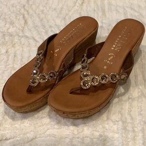 Bling Cork wedge sandals